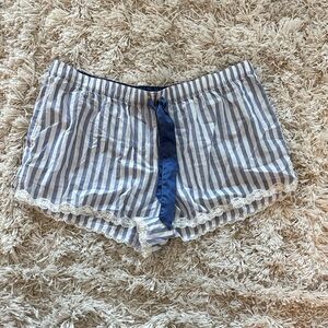 Victoria's Secret Blue and White Striped Pajama Shorts
